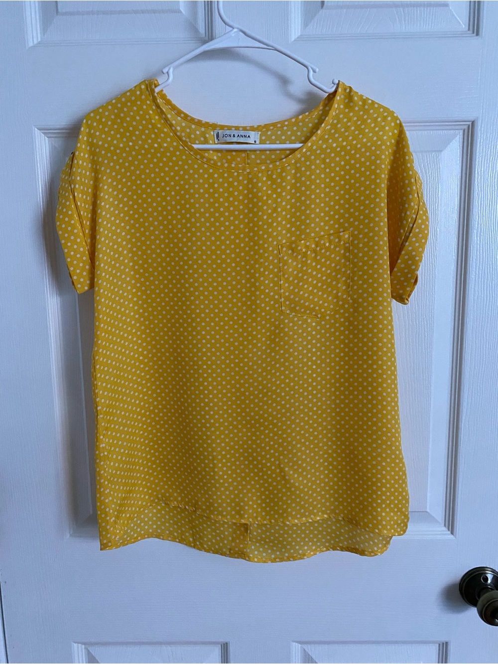 NWOT Jon & Anna Yellow Polka Dot Short Sleeve Blouse